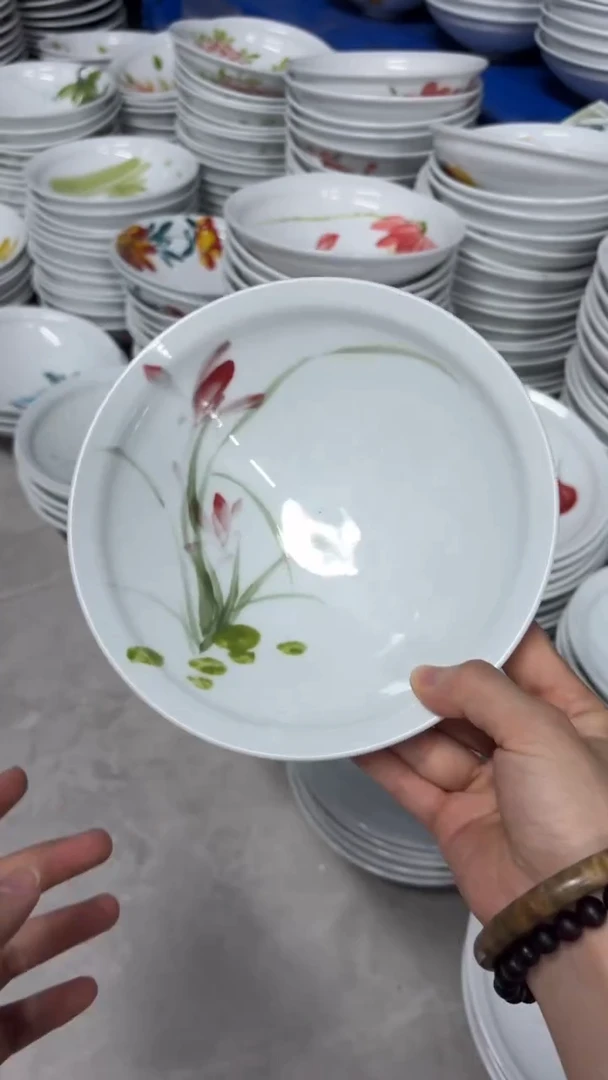 景德镇手绘釉中彩（食品级） 大斗笠碗