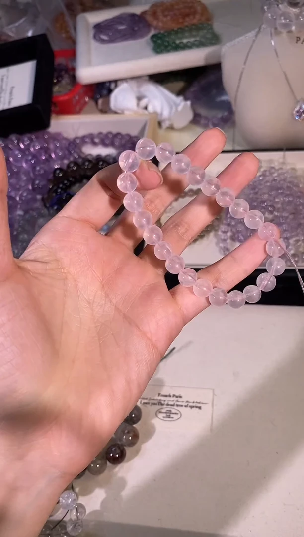 水晶手串未镶嵌107六芒星莫粉7MM