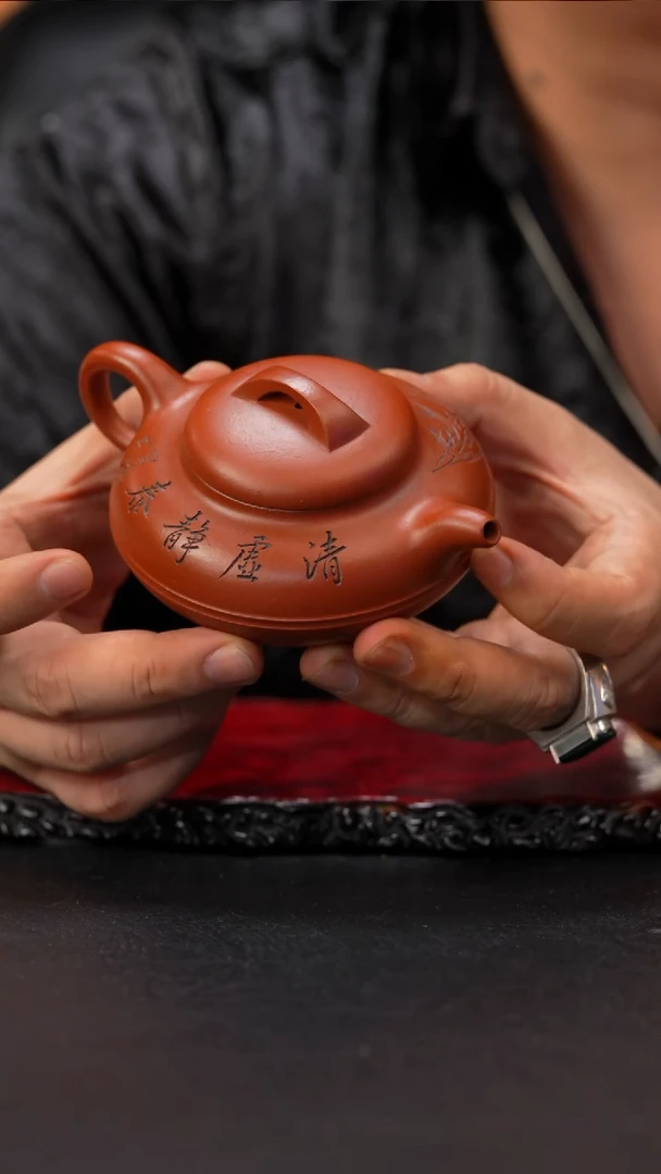 茶壶紫砂45 线圆,LN,李氏小红泥