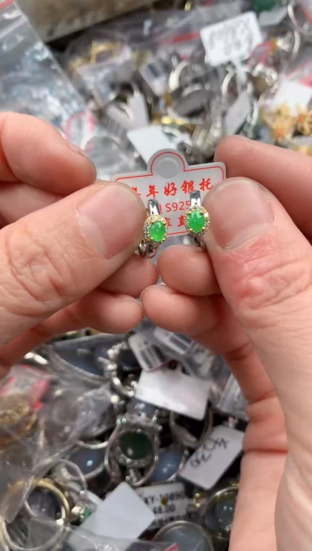 银S925镶嵌戒指翡翠888   8