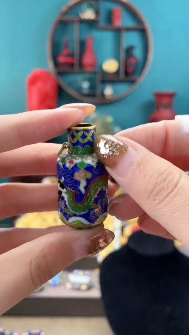 景泰蓝小瓶龙吊坠宝蓝小