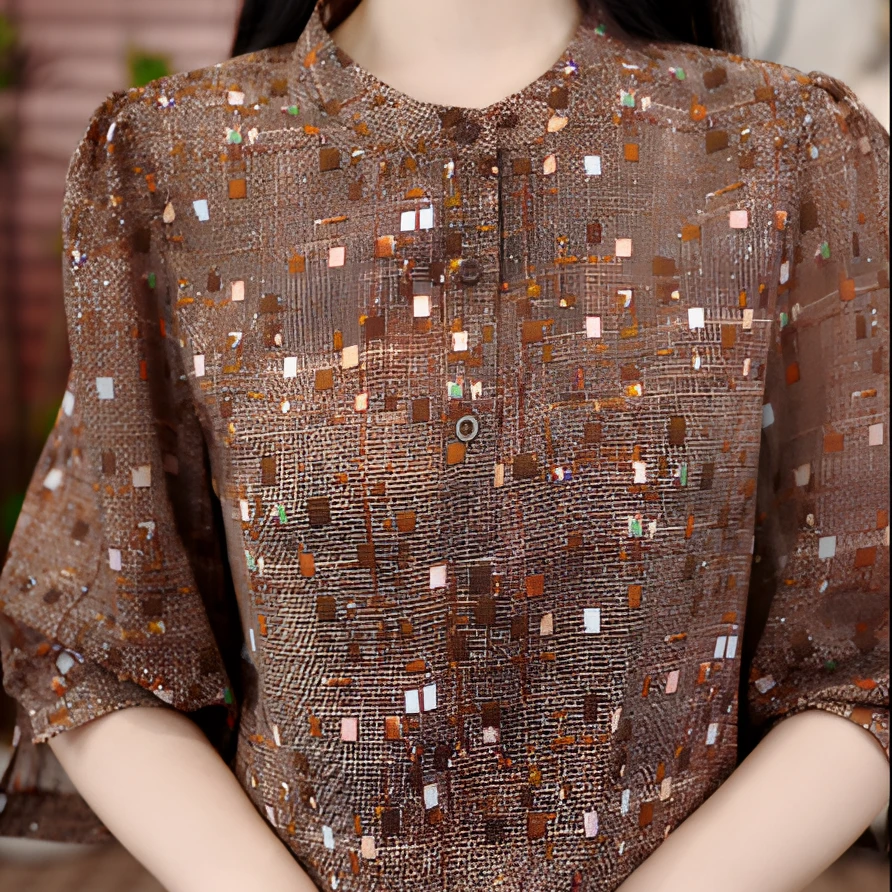 2025新款优雅气质高贵感陆离斑驳定制小衫ZF-S020