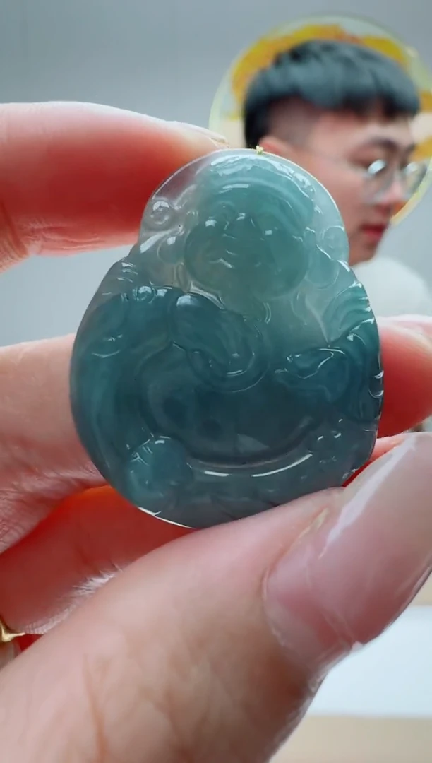 翡翠未镶嵌颈饰财神多样性随机发其一