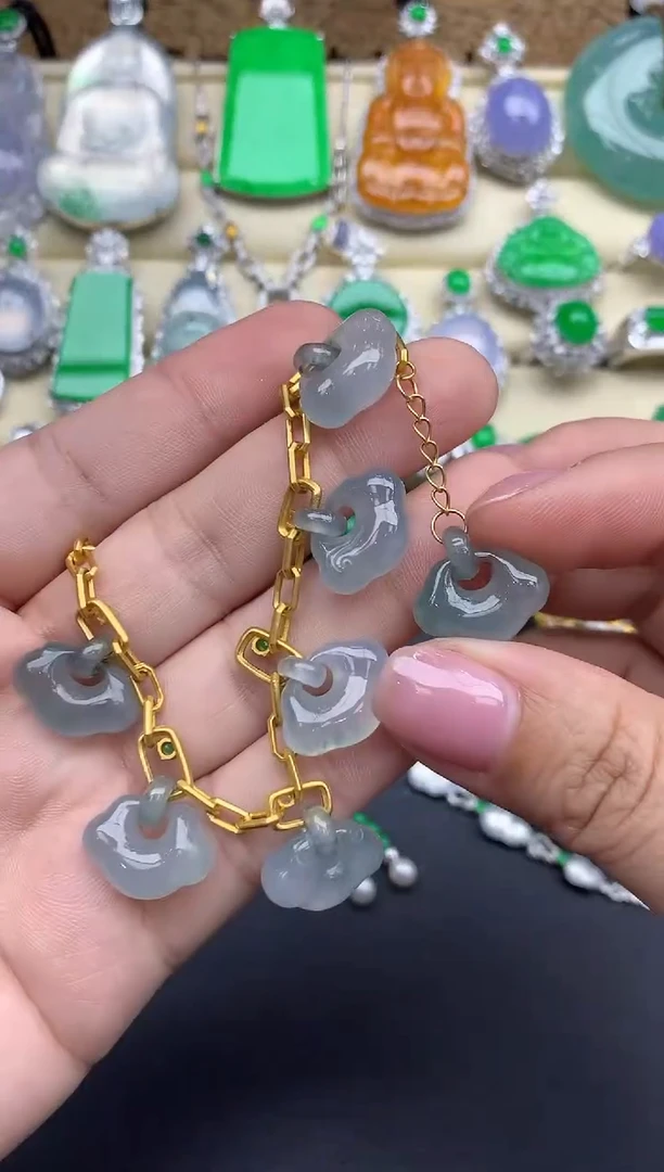 【闪购商品】翡翠手串18K金镶嵌496-中国好珍宝