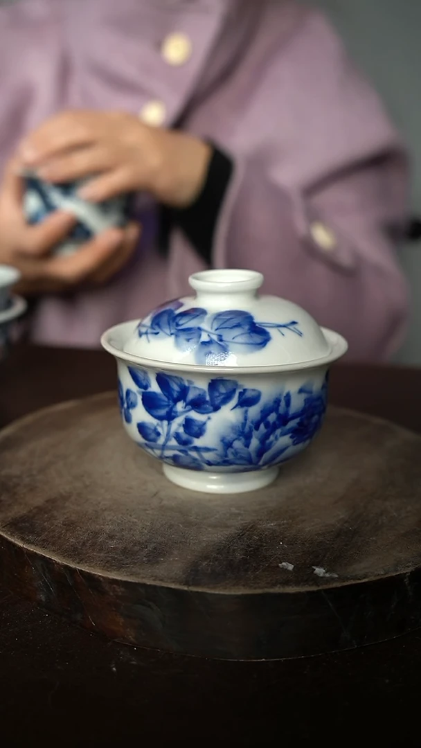 【闪购商品】微瑕福利-柴窑牡丹布袋盖碗