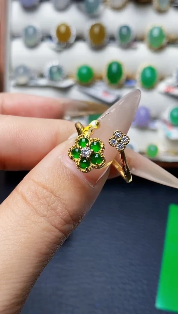 银S925镶嵌戒指翡翠13260