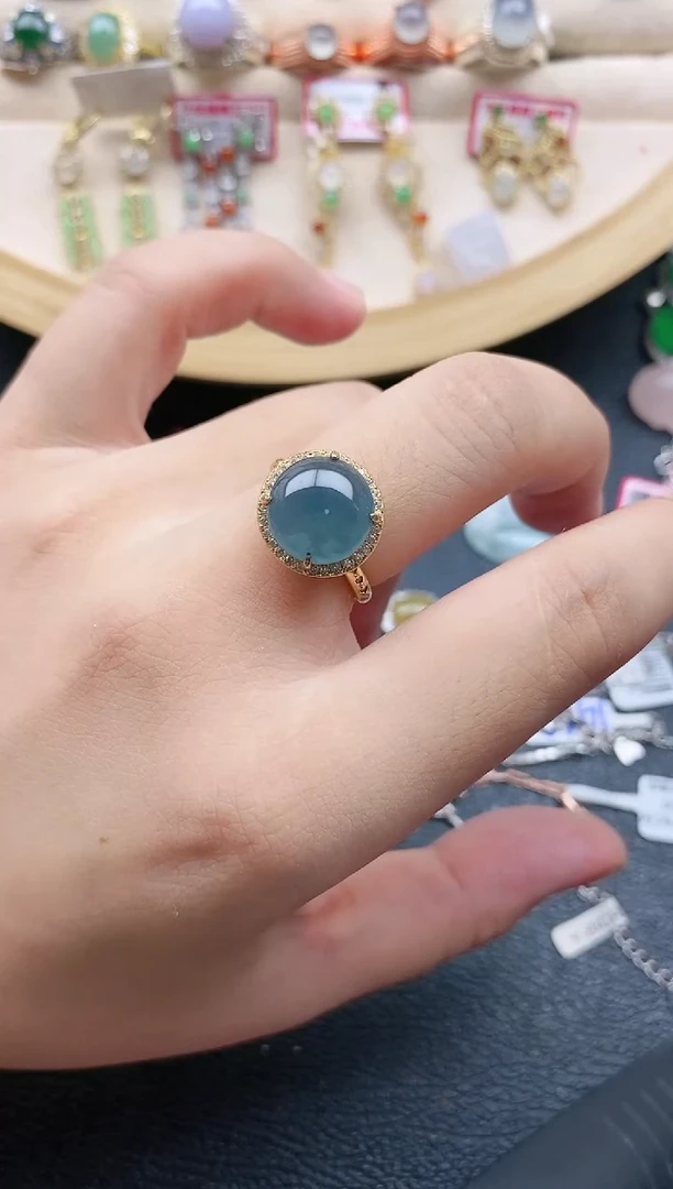 翡翠戒指银S925镶嵌1