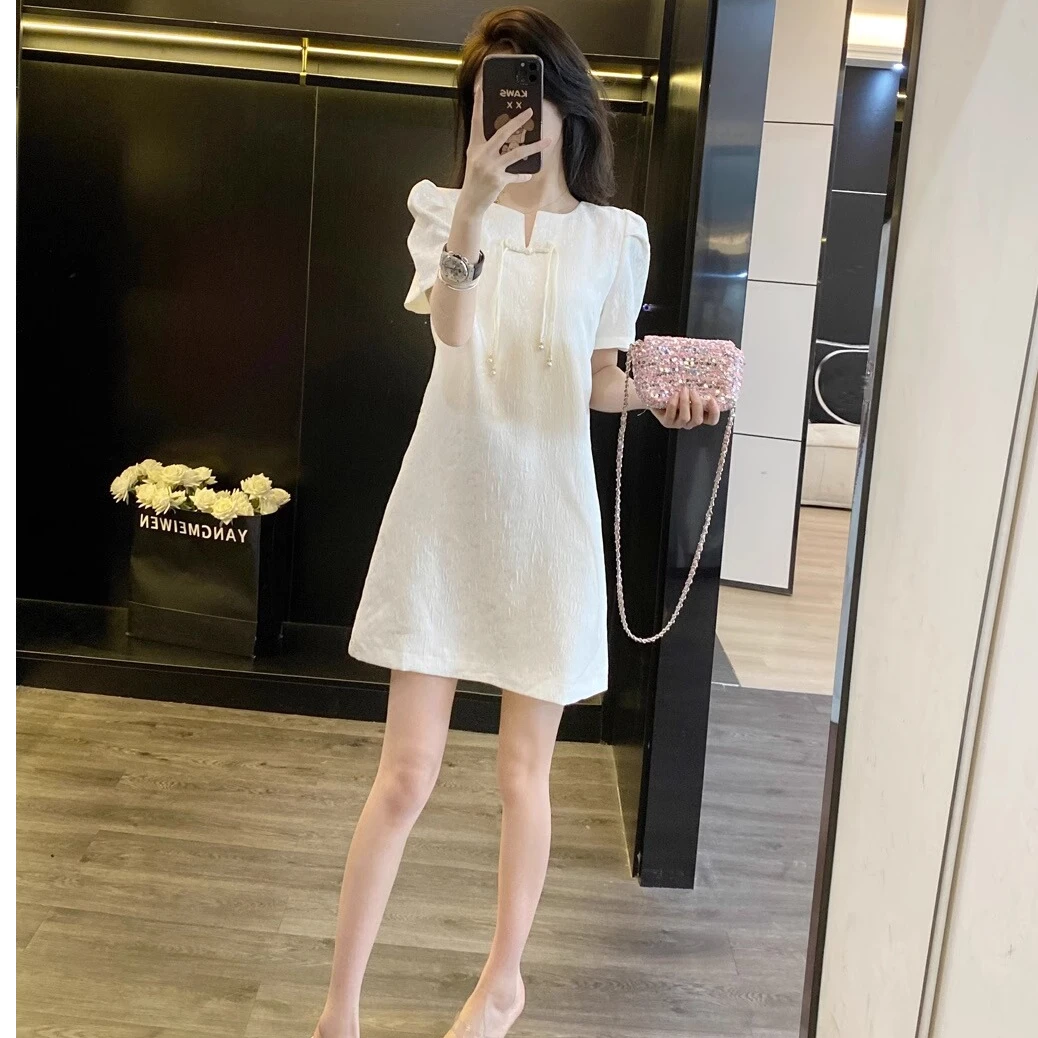 （现货）新中式连衣裙女2025新款夏季气质高级感小个子显瘦超仙短裙