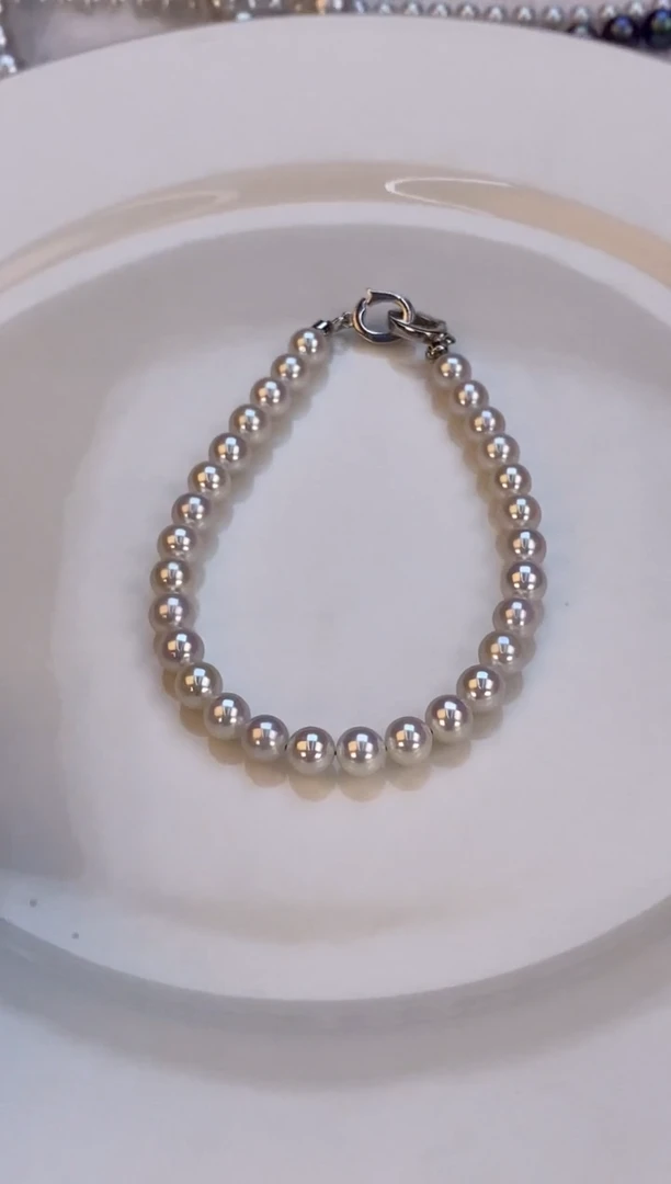 银S925镶嵌手链淡水珍珠5.5-6