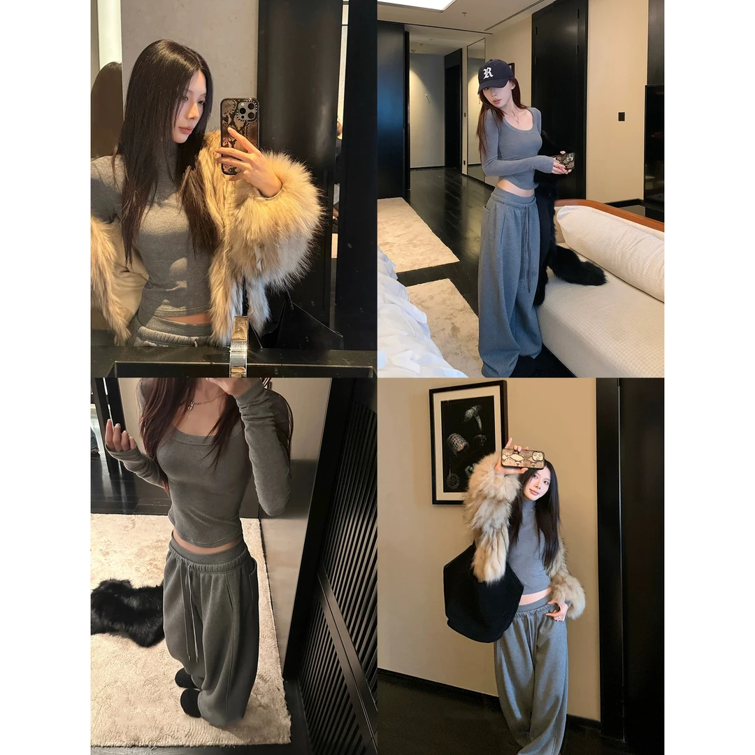 闲暇日记立体剪裁高棉磨毛加绒休闲套装C 9775#