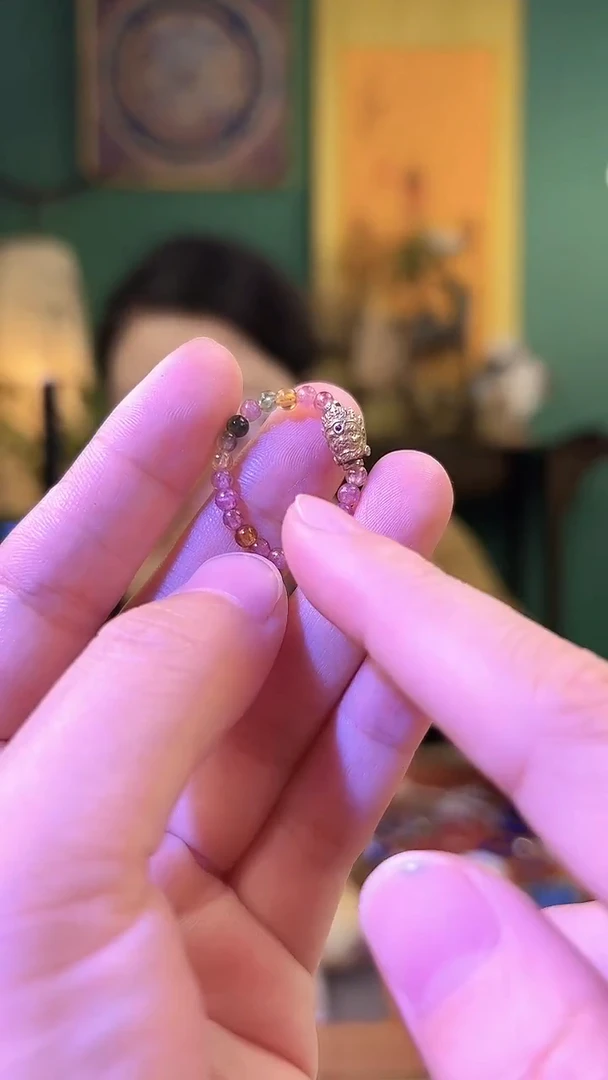 【闪购商品】碧玺戒指银S925镶嵌碧玺大黑天戒指