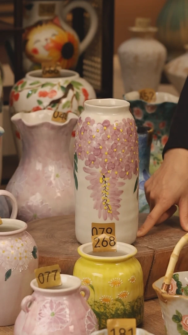 陶瓷景德镇设计师手作花器摆件侘寂风@M079@