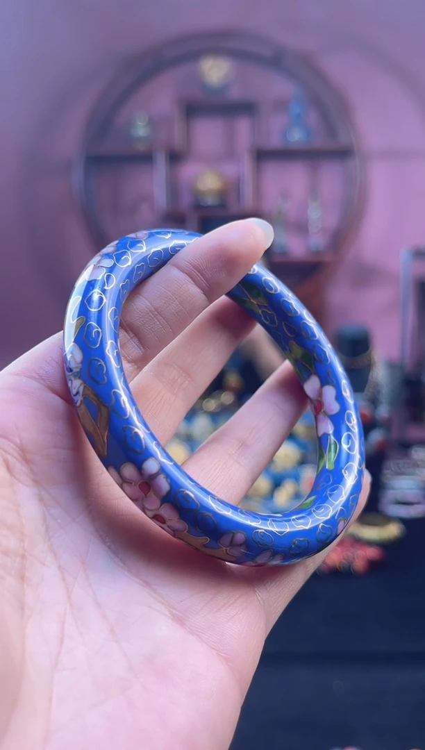 非遗 景泰蓝公主镯 55-60/1.2粗版 湖蓝