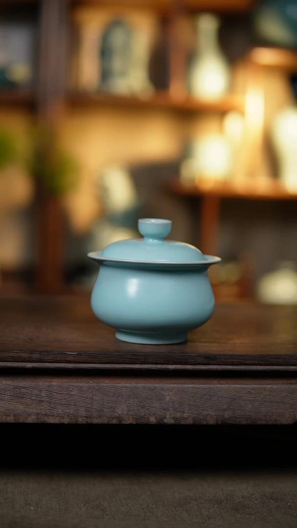 【闪购商品】杯仿古宋臻釉布袋盖碗大瑕