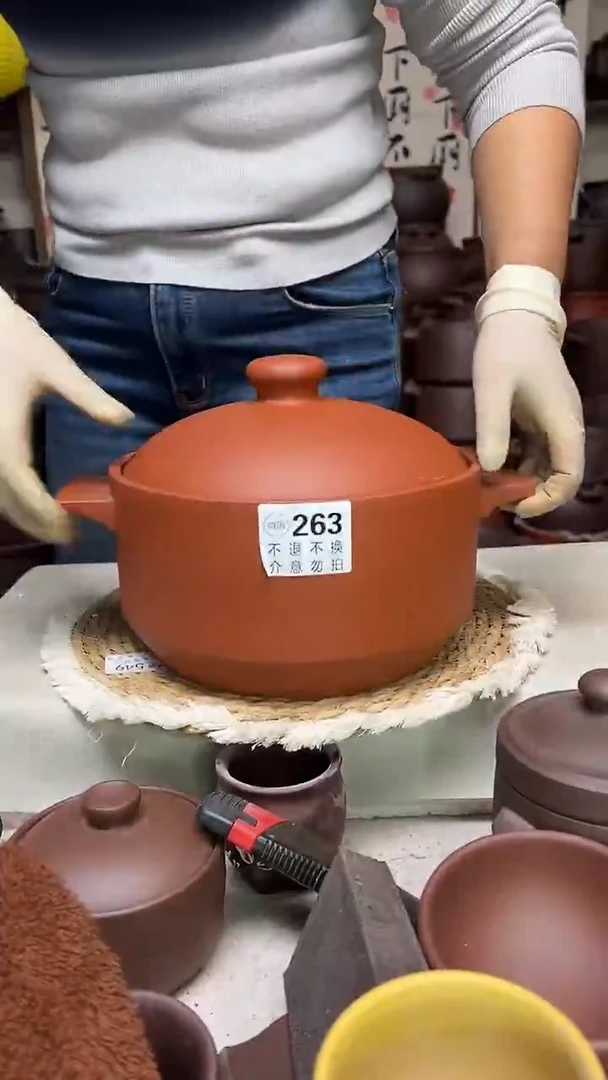 宜兴紫砂微瑕4升锅朱泥263