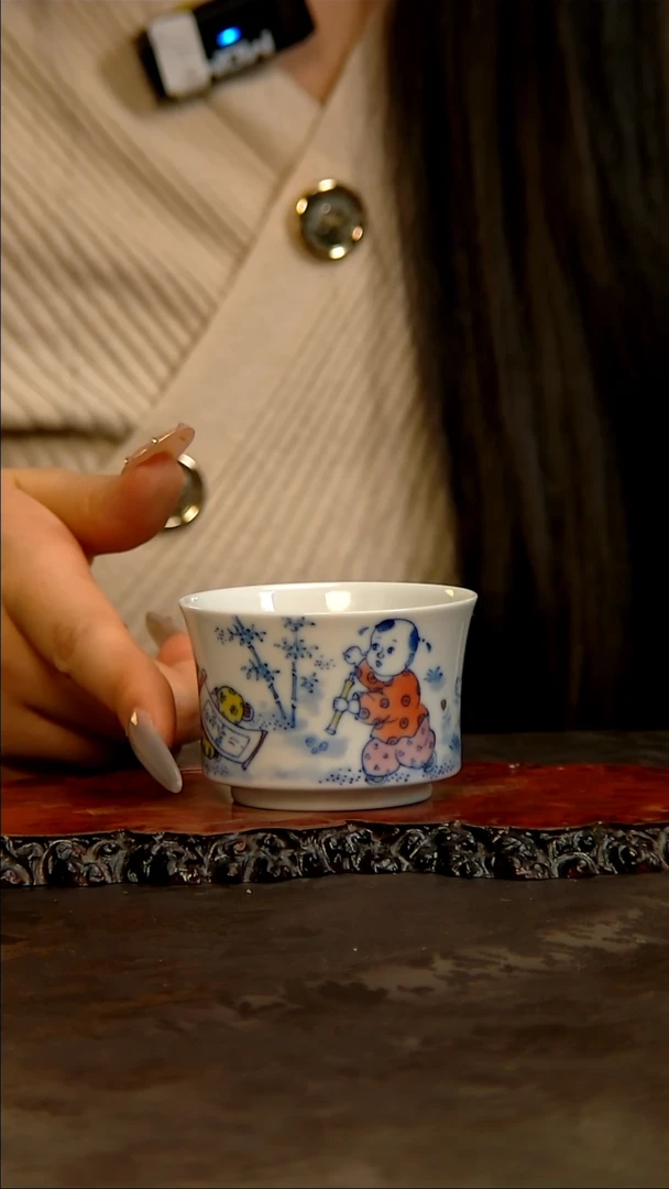 【闪购商品】青花手绘童子主人杯