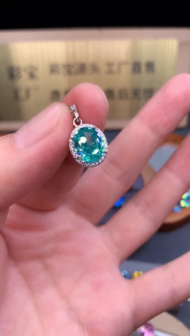 银S925镶嵌颈饰帕拉依巴碧玺8899