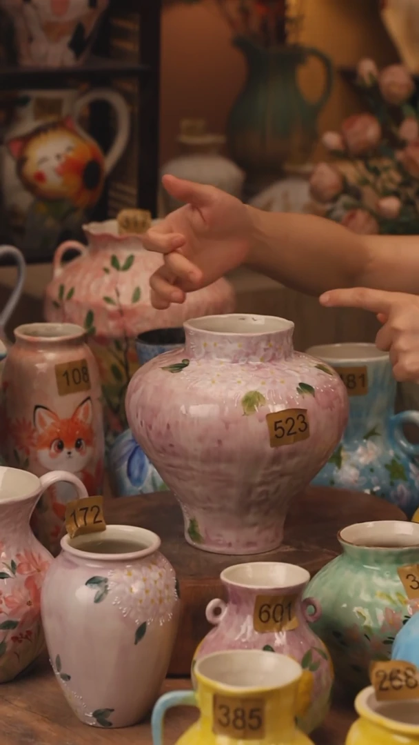 陶瓷523景德镇设计师手作花器摆件侘寂风