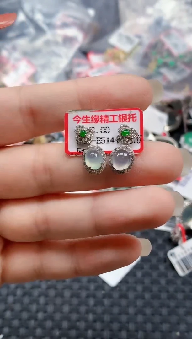 银S925镶嵌戒指翡翠天然A货缅甸翡翠