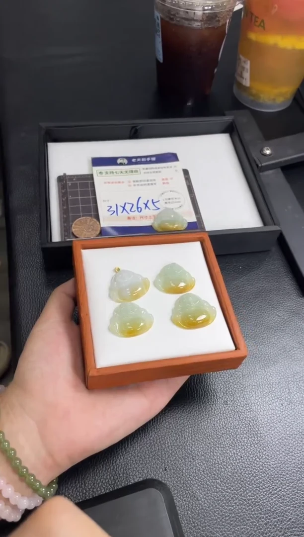 翡翠挂件18K金镶嵌佛公FL17/多样性发其一CP配绳