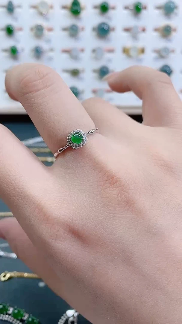 银S925镶嵌戒指翡翠天然翡翠