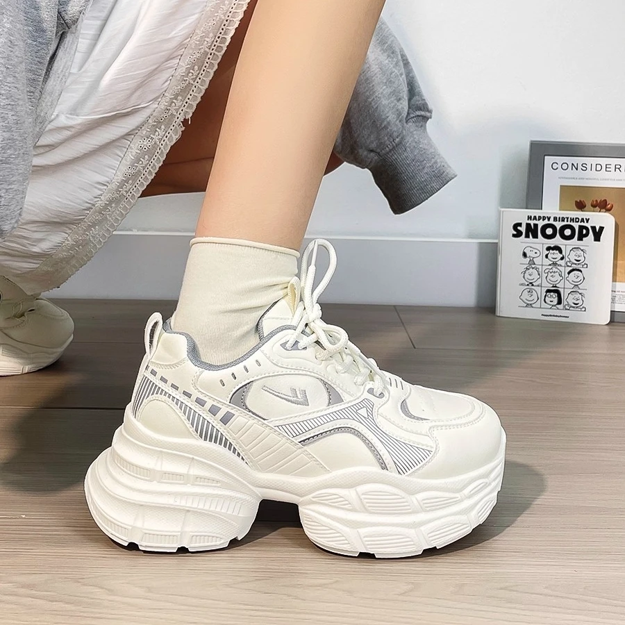 回力厚底老爹鞋女2025秋季新款韩版百搭增高显脚小休闲运动小白鞋