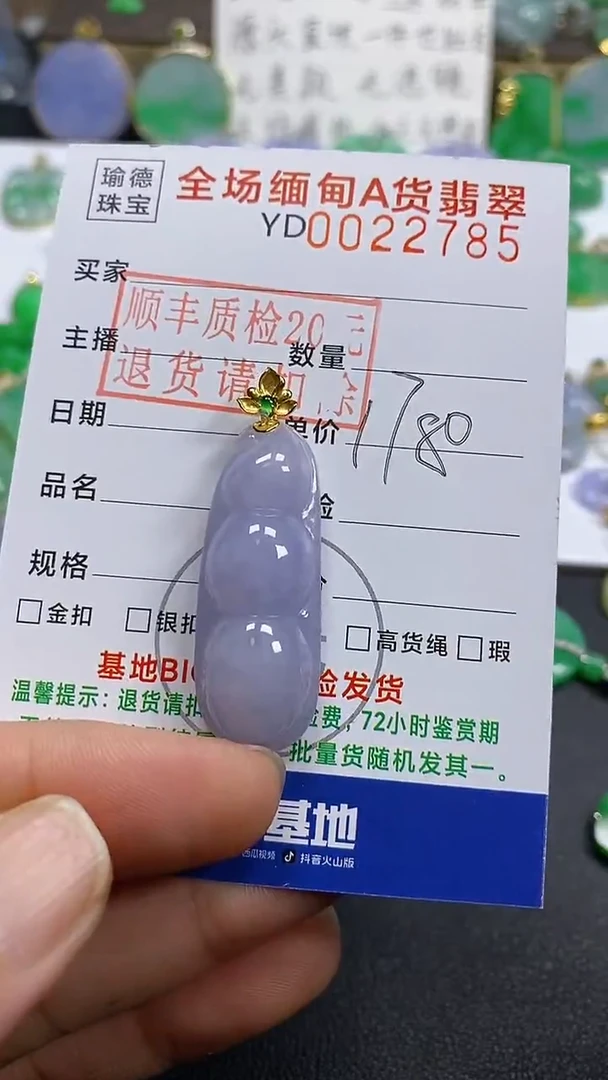 颈饰18K金镶嵌翡翠豆子