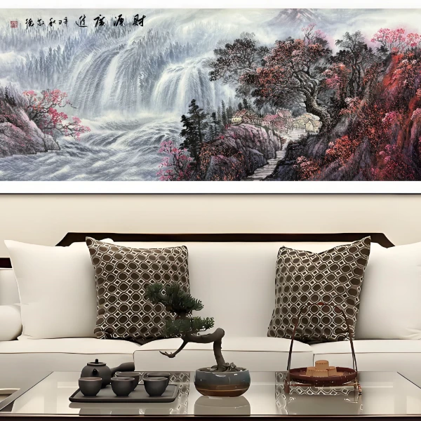 六尺《财源广进》软装裱成品