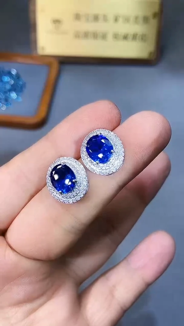 【闪购商品】蓝宝石耳饰银S925镶嵌354