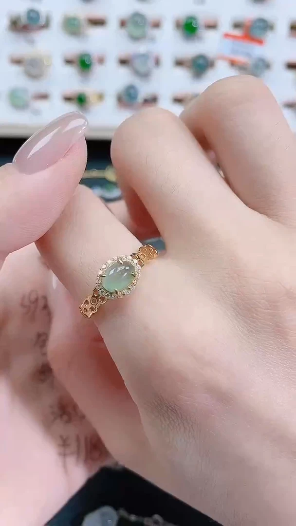 银S925镶嵌戒指翡翠天然翡翠