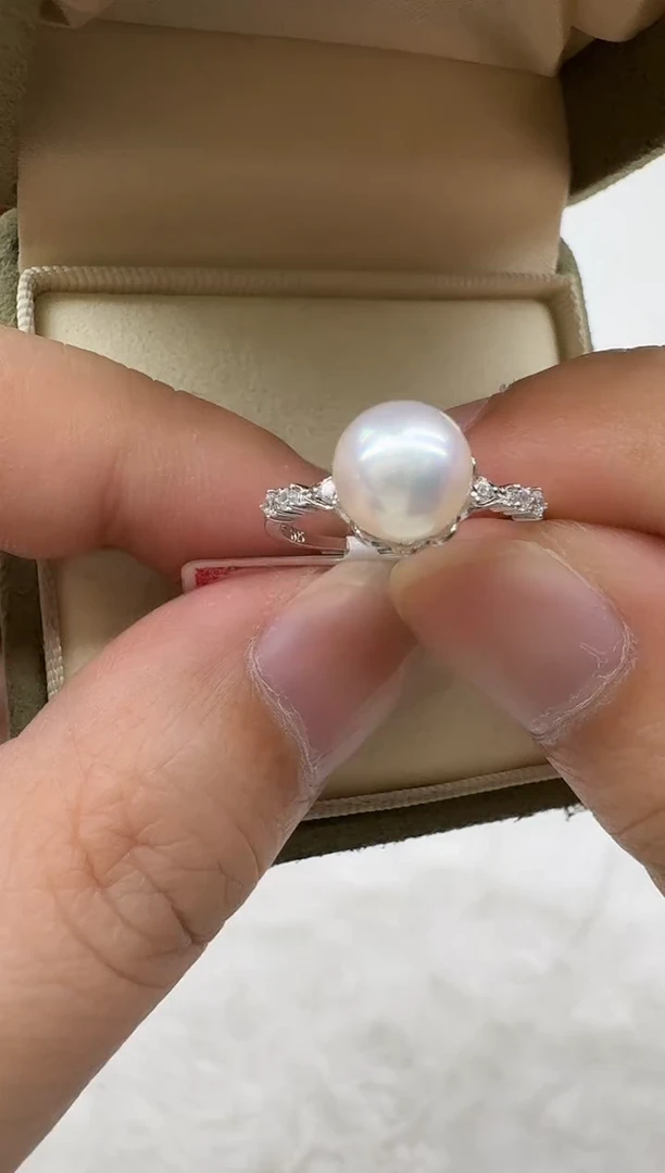 银S925镶嵌戒指海水珍珠清货