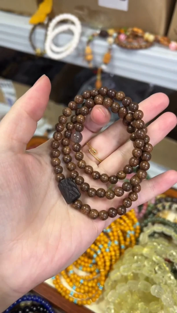 【闪购商品】苏木（金丝檀）手串未镶嵌金丝檀木设计款多圈手链[1425]