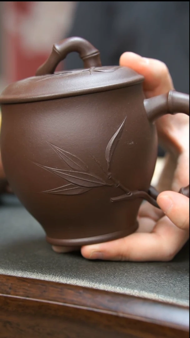 【闪购商品】紫砂茶壶紫泥竹节盖杯