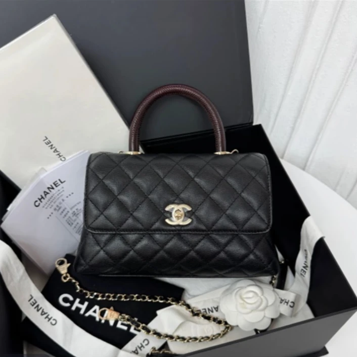 99新 Chanel/香奈儿 花花-积分240 Coco Handle 小号 黑色