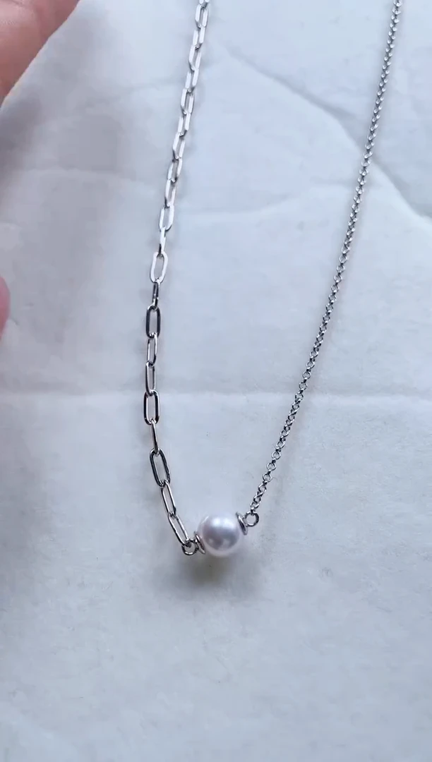 【闪购商品】海水珍珠颈饰银S925镶嵌海水珍珠ab通孔套链