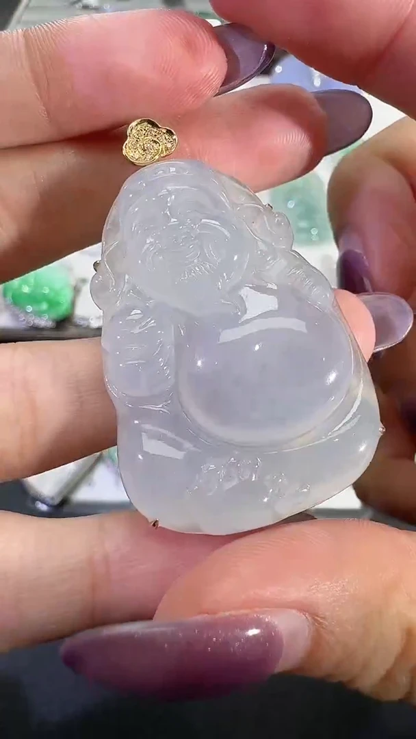 吊坠(不含链)18K金镶嵌翡翠【源头工厂】钻石镶嵌