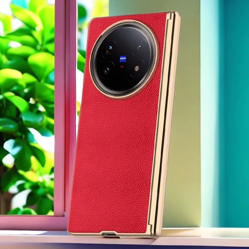 适用vivoxfold5折叠屏手机壳新款真皮全包防摔超薄硬壳商务风高档