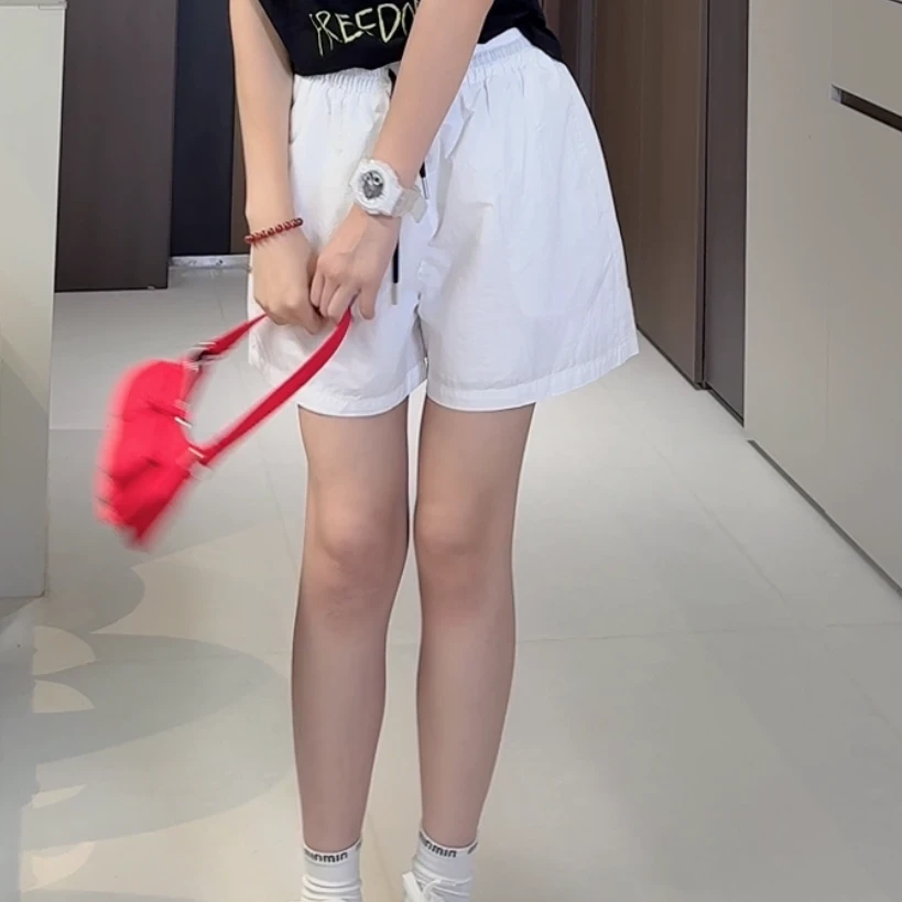 TTY青少年装 2025夏季休闲百搭显瘦松紧腰速干字母刺绣短裤279267