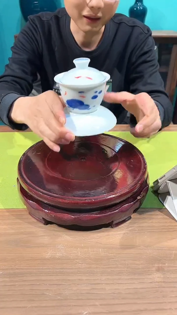 【闪购商品】盖碗青花游鱼纹荷花三才盖碗