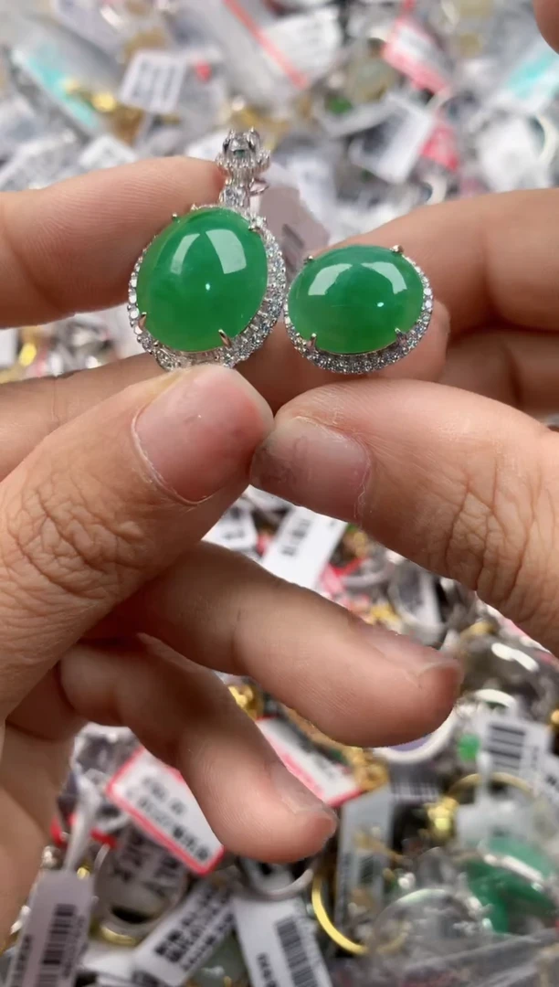 银S925镶嵌戒指翡翠2222----5