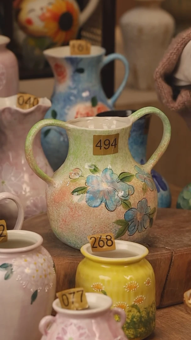 陶瓷景德镇设计师手作花器摆件侘寂风@M494@