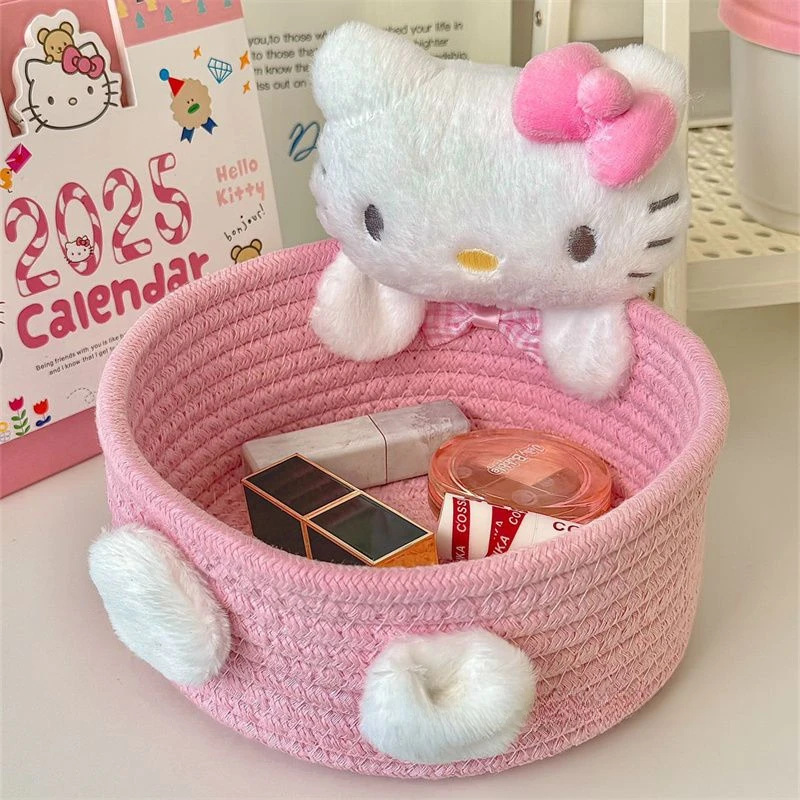 新款凯蒂猫收纳筐可爱桌面ins床头卧室少女心家用宿舍简约家居