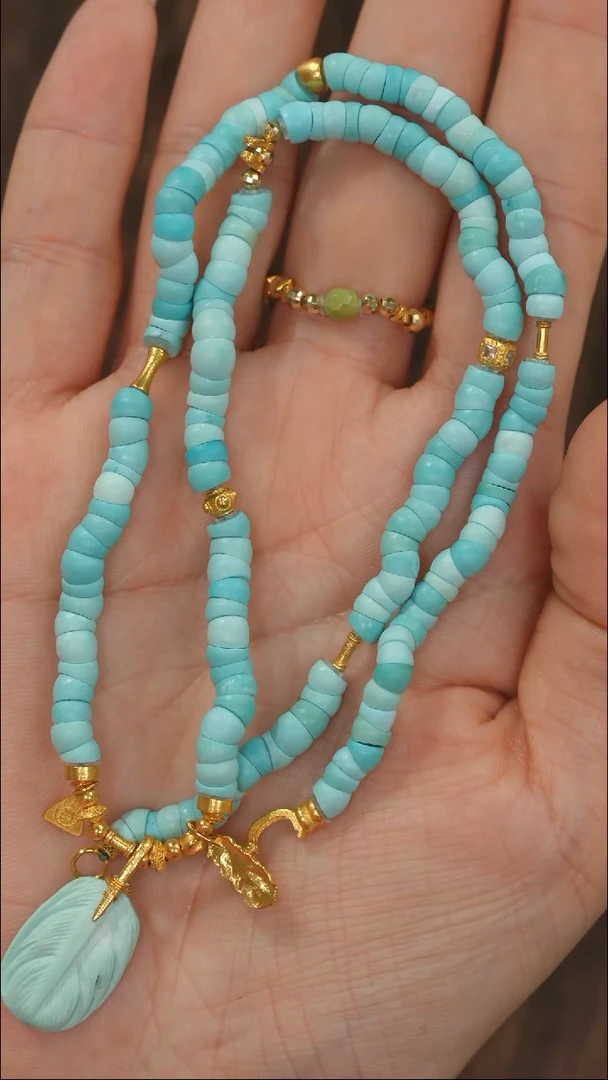 【闪购商品】绿松石项链18K金镶嵌1