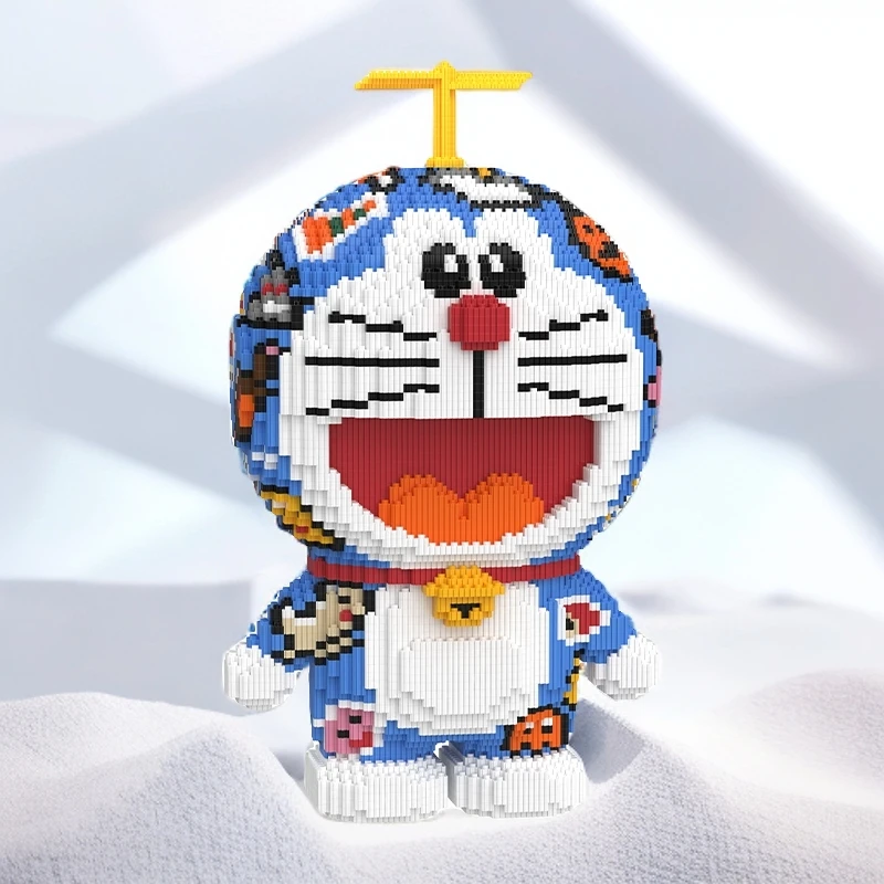 【618抢先购】50CM包含竹蜻蜓贴纸哆啦大颗粒立体拼搭摆件男女玩具