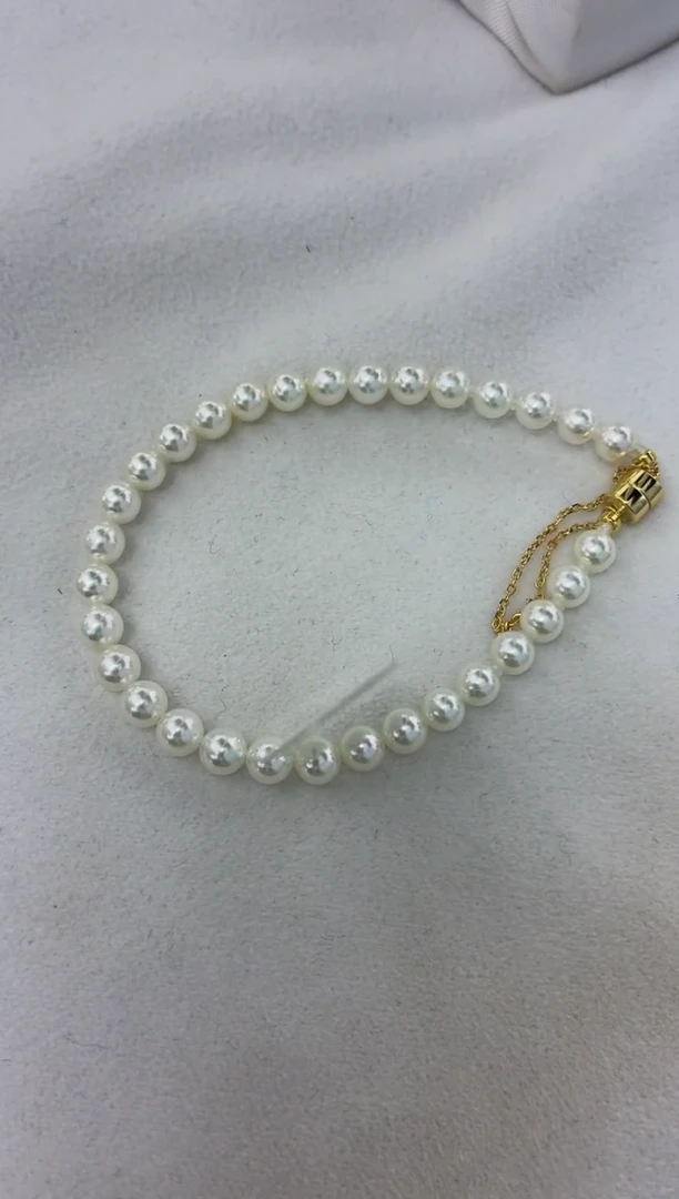 银S925镶嵌手绳海水珍珠满珠手链5-5.5