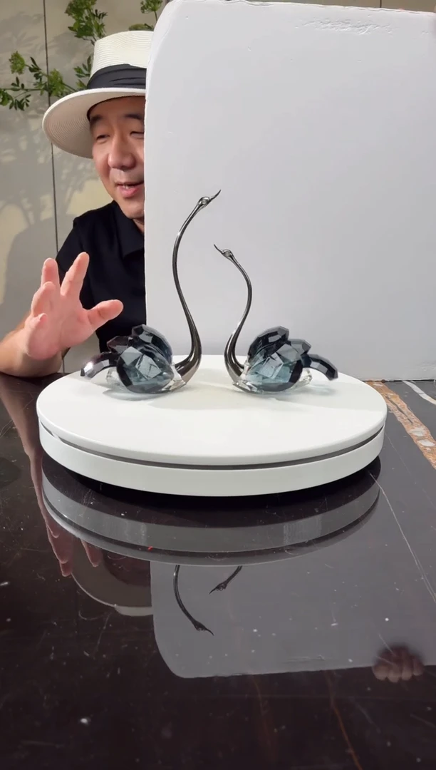 摆件CS0103050墨兰水晶天鹅一对