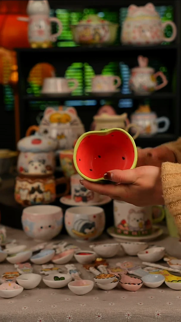 陶瓷无盖款景德镇高温釉下彩纯手绘创意瓷 默认微瑕 不退不换