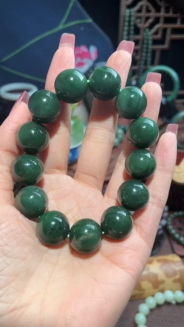 未镶嵌手链和田玉（糖玉）静**单16MM青花