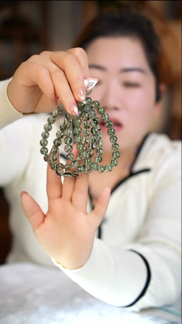 未镶嵌珠宝半成品水晶绿发晶手串9.5mD139多样性发其一