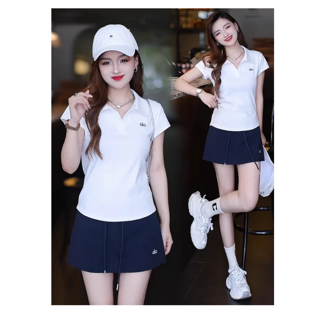 时尚休闲套装女2025夏季新款洋气显瘦POLO衫半身裙裤裙运动两件套